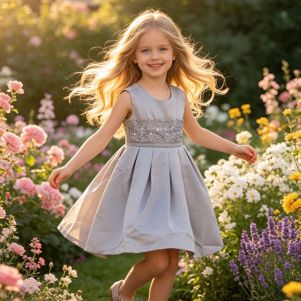 Sophia Elegance Silver Pleated Dress