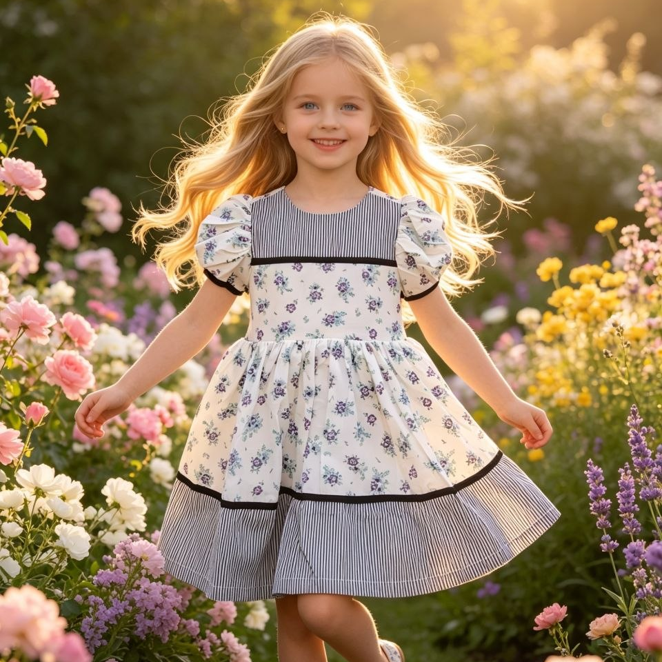 Sweetheart Rose Polka-Dot Border Dress