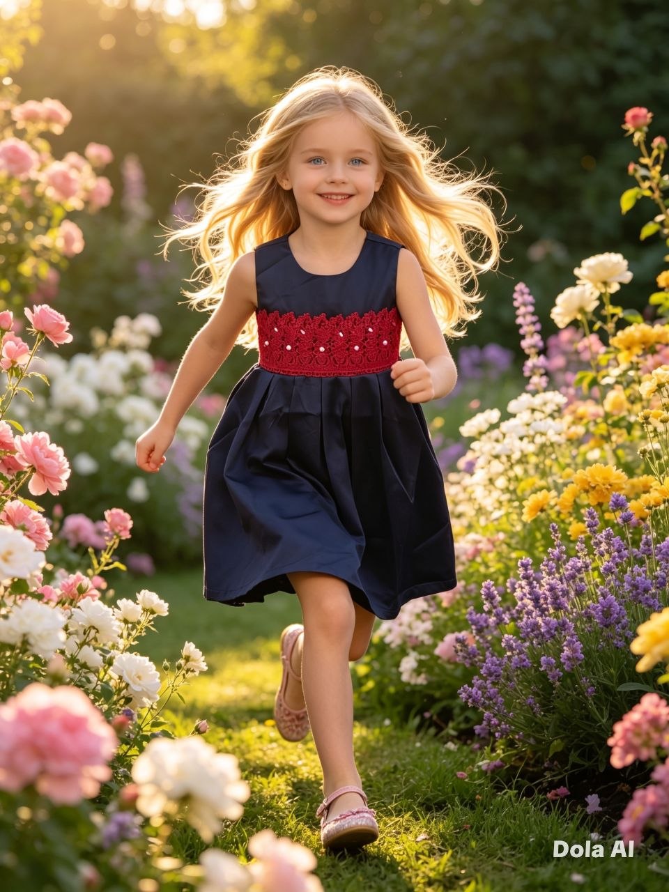 Penelope Navy & Crimson Contrast Dress