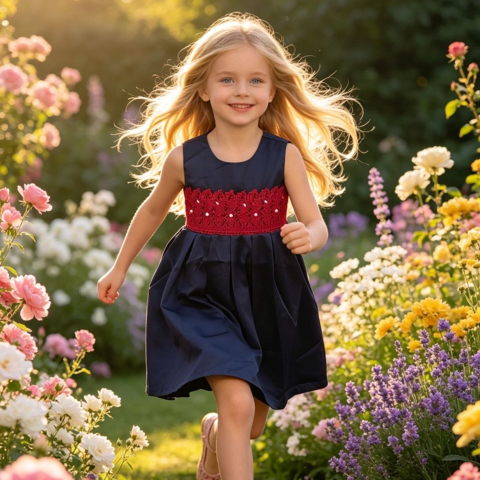 Penelope Navy & Crimson Contrast Dress