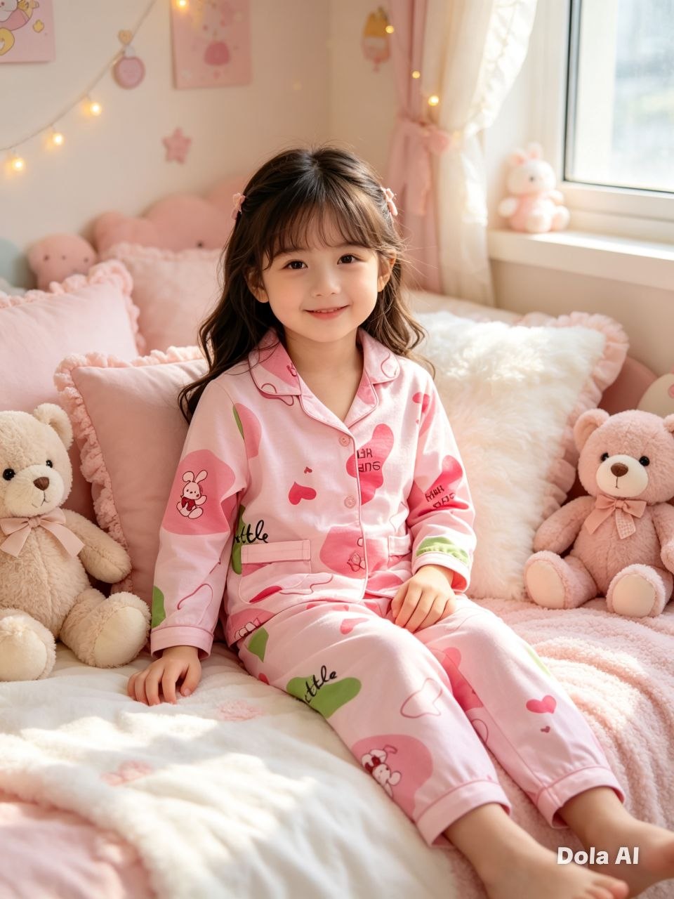 Playful Bubblegum Bunny Pajama Set