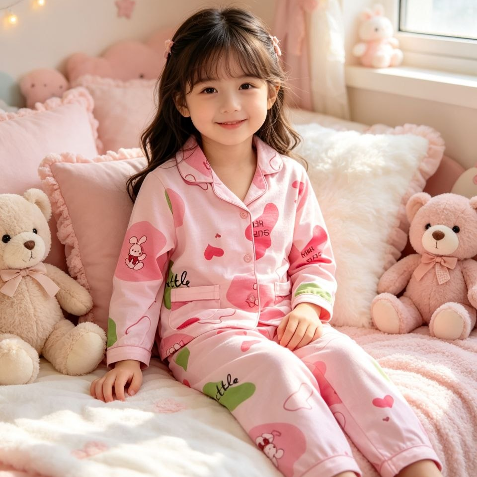 Playful Bubblegum Bunny Pajama Set