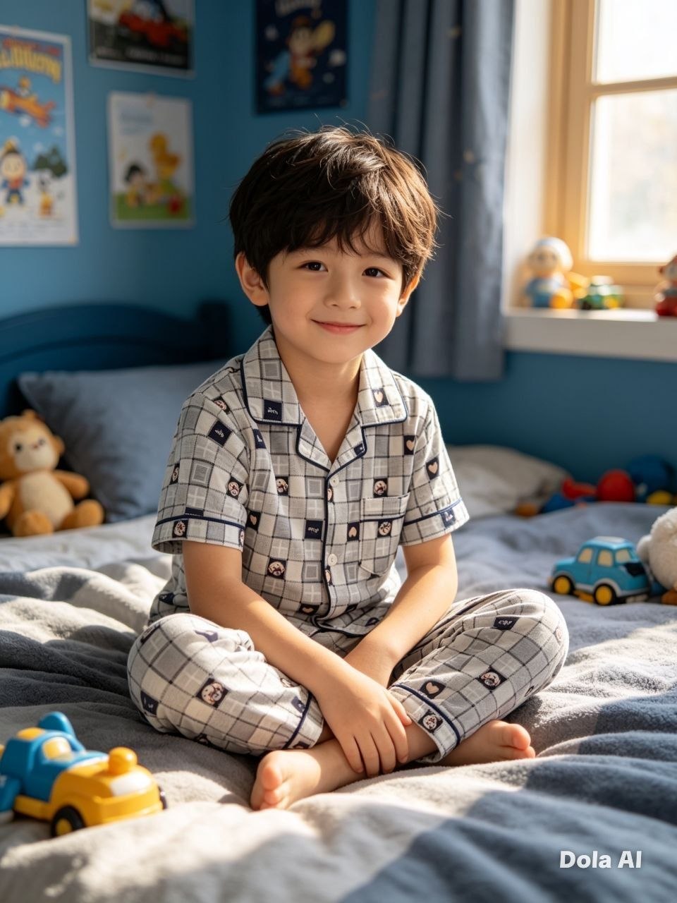 Tiny Bear Gingham Check Pajamas