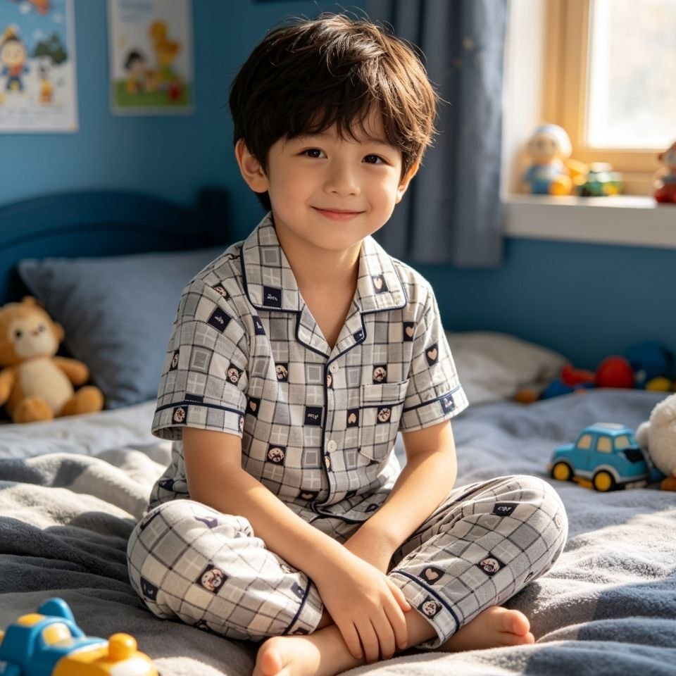 Tiny Bear Gingham Check Pajamas