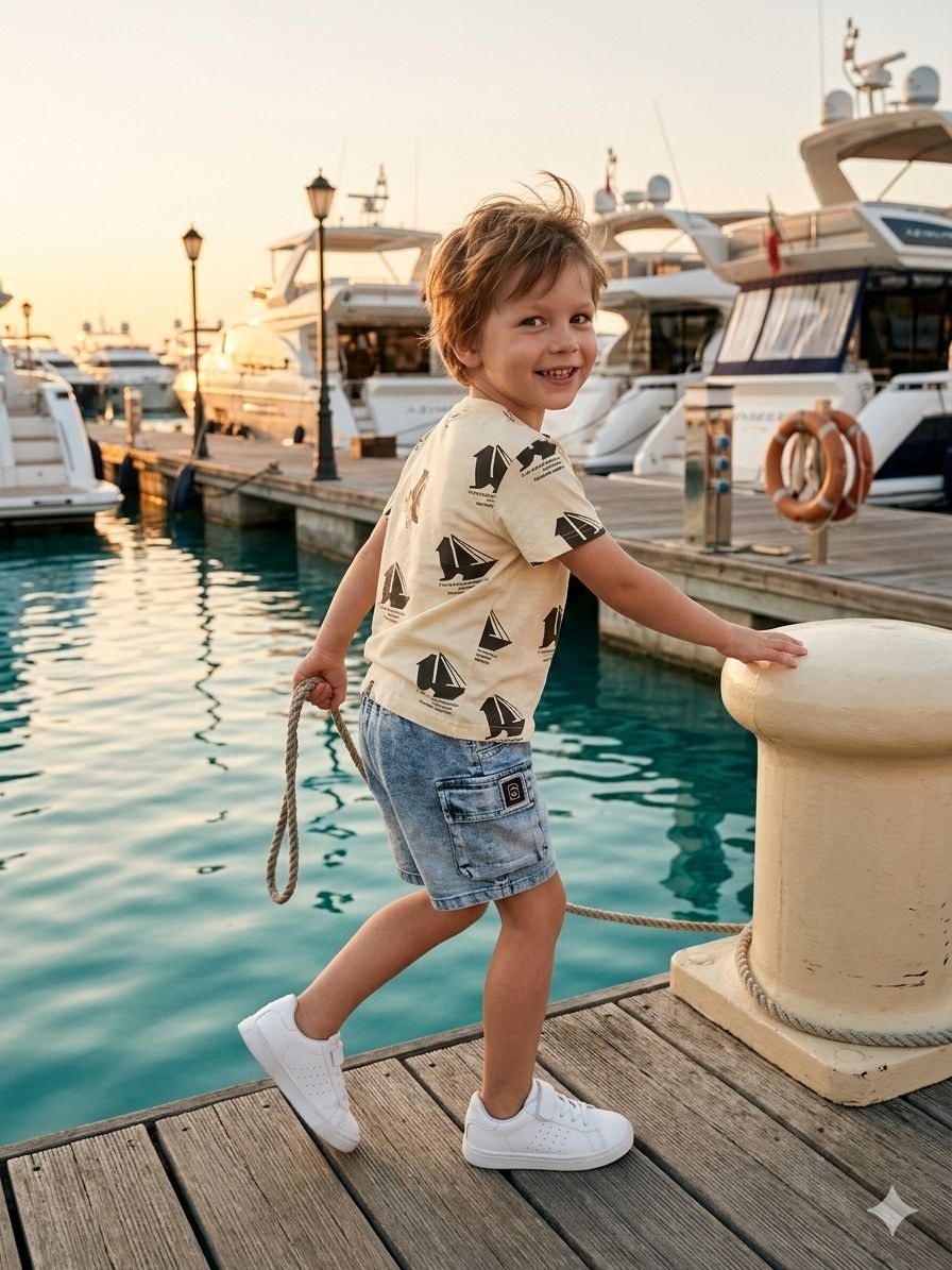 Regatta Sailboat Tee & Denim Shorts Set