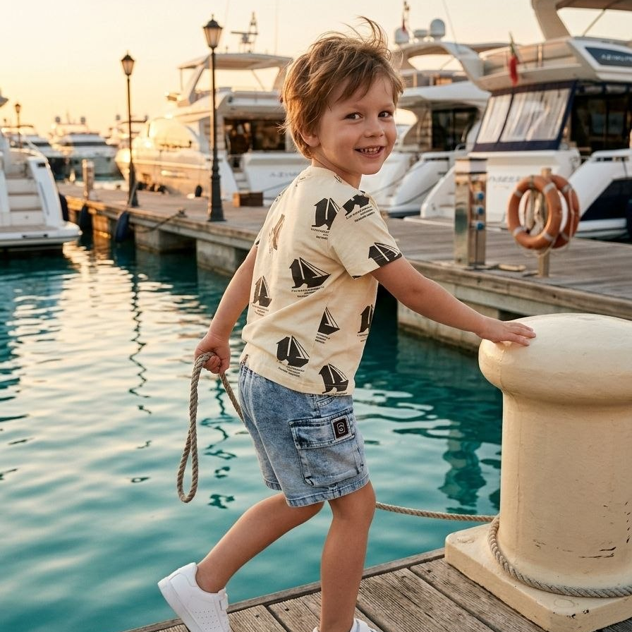 Regatta Sailboat Tee & Denim Shorts Set