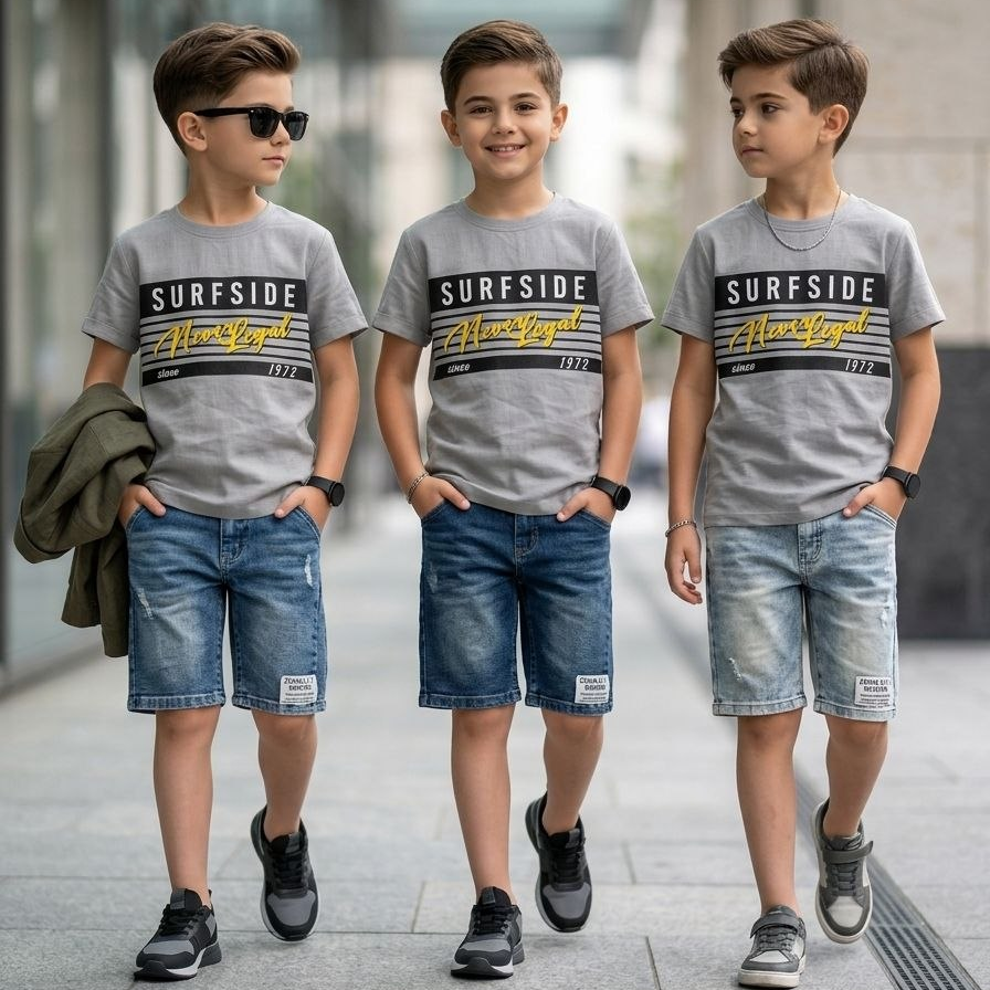 Surfside Boulevard Tee & Denim Shorts Set