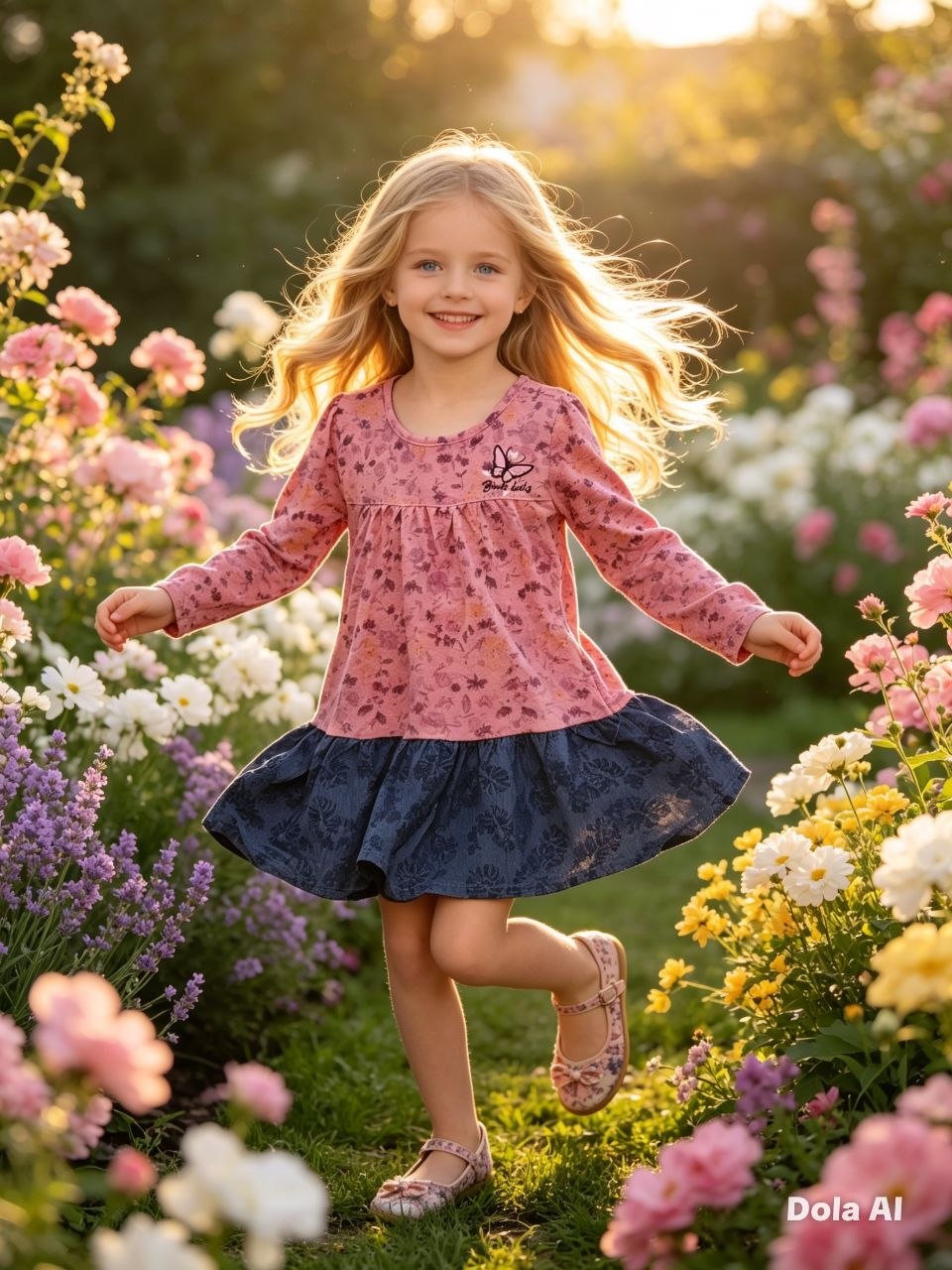 Meadow Butterfly Long-Sleeve Dress