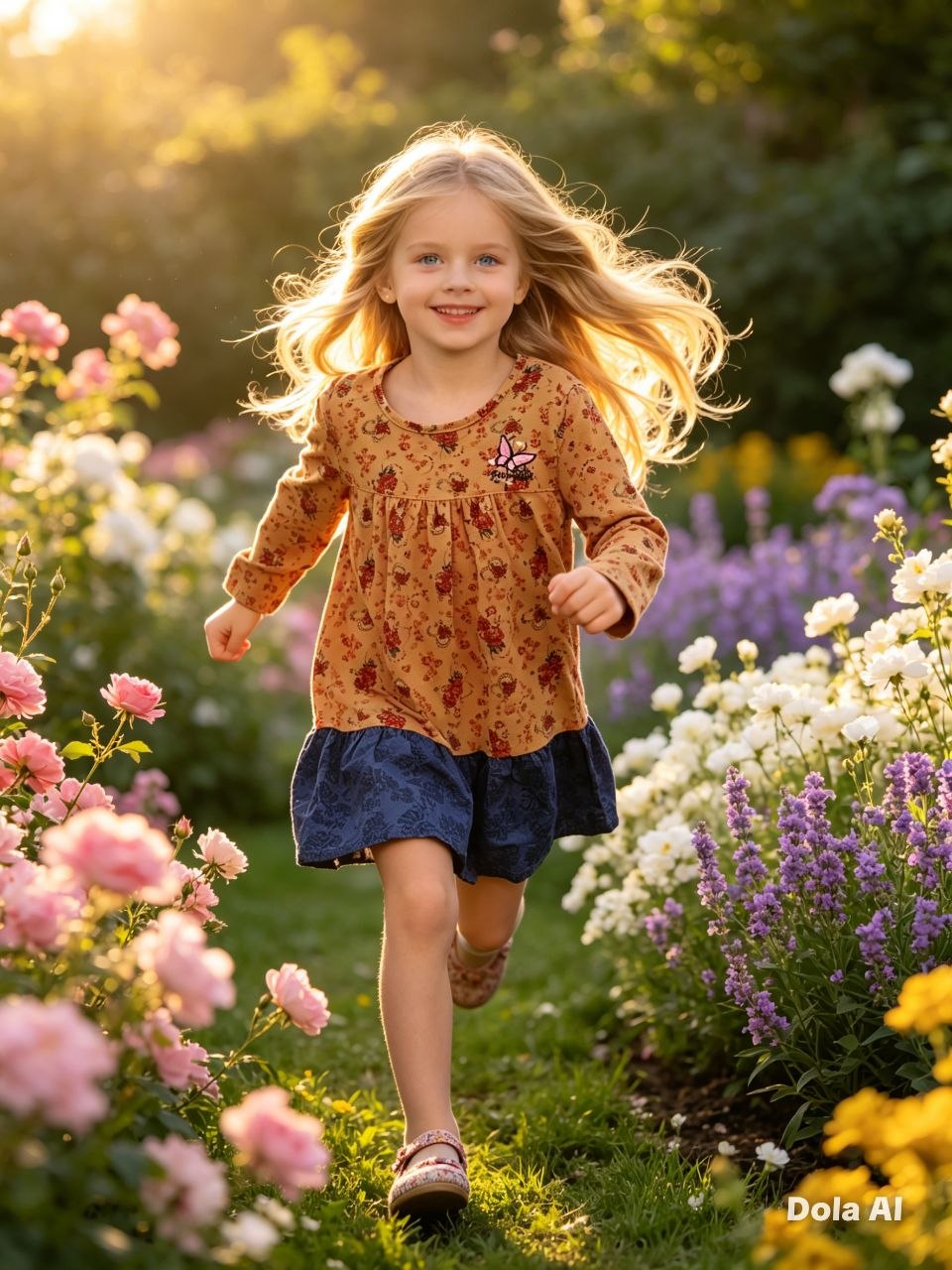 Meadow Butterfly Long-Sleeve Dress