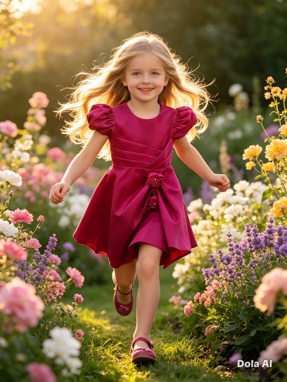 Princess Aurora Satin Puff-Sleeve Dress