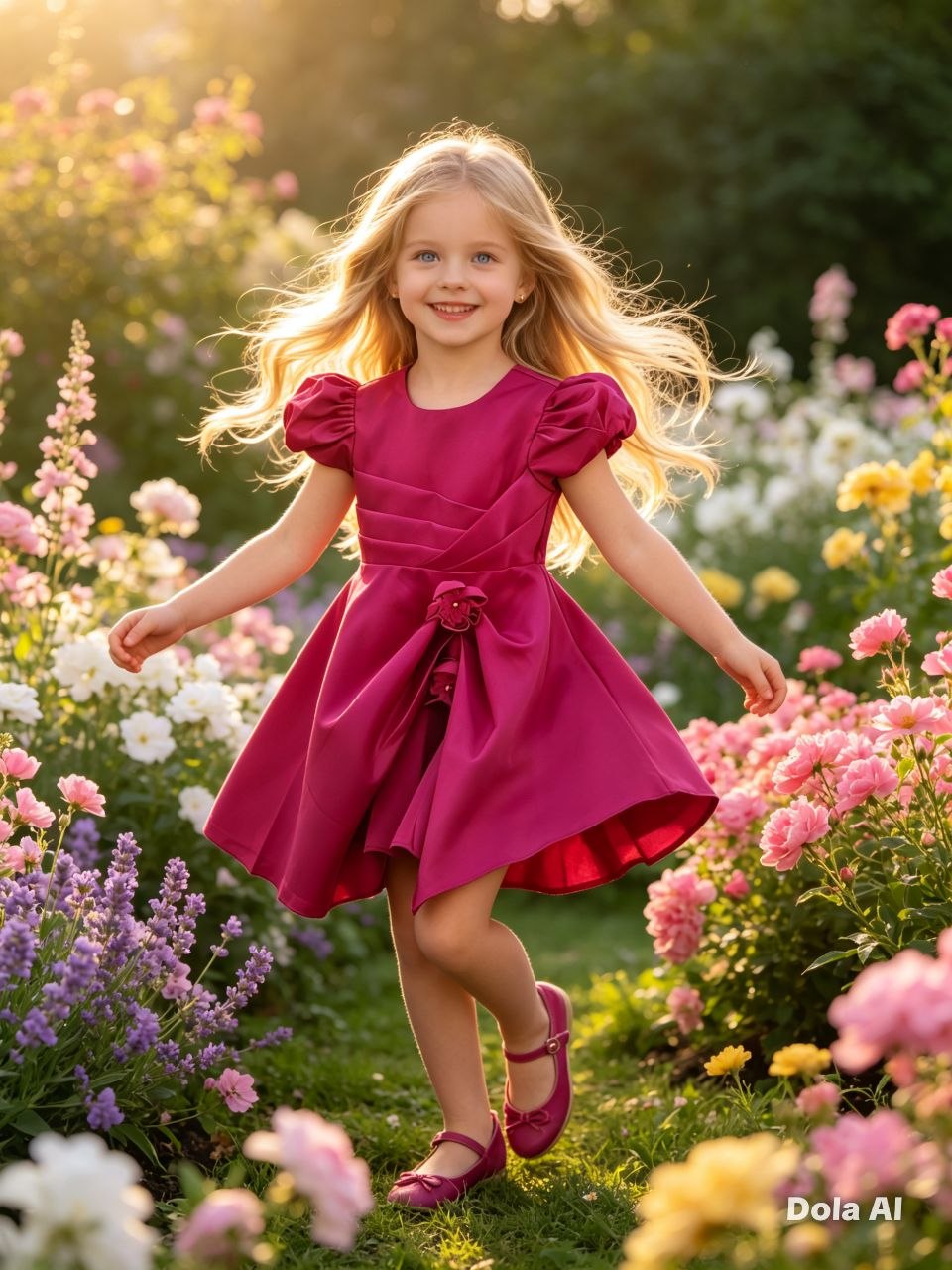 Princess Aurora Satin Puff-Sleeve Dress