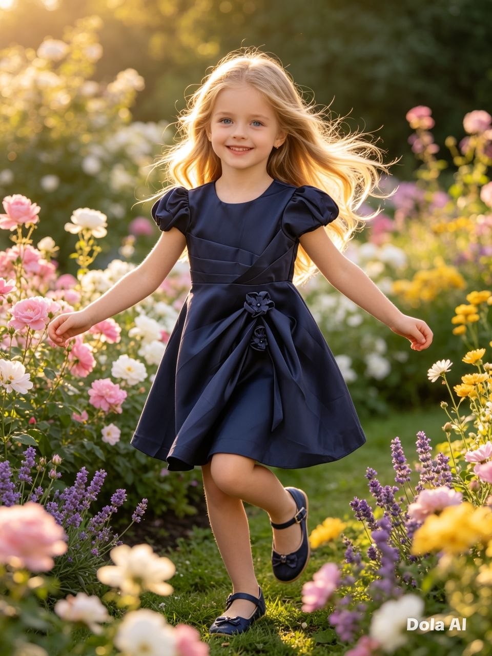 Princess Aurora Satin Puff-Sleeve Dress