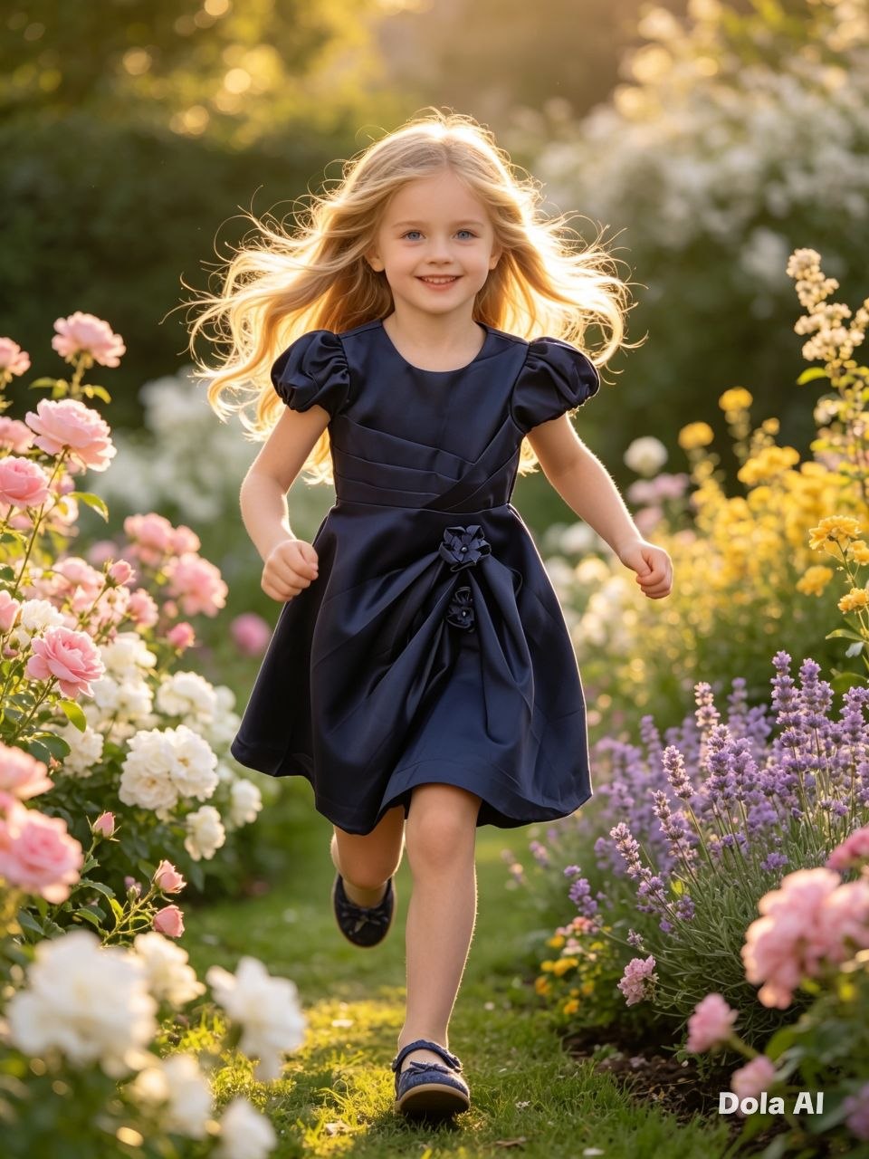Princess Aurora Satin Puff-Sleeve Dress