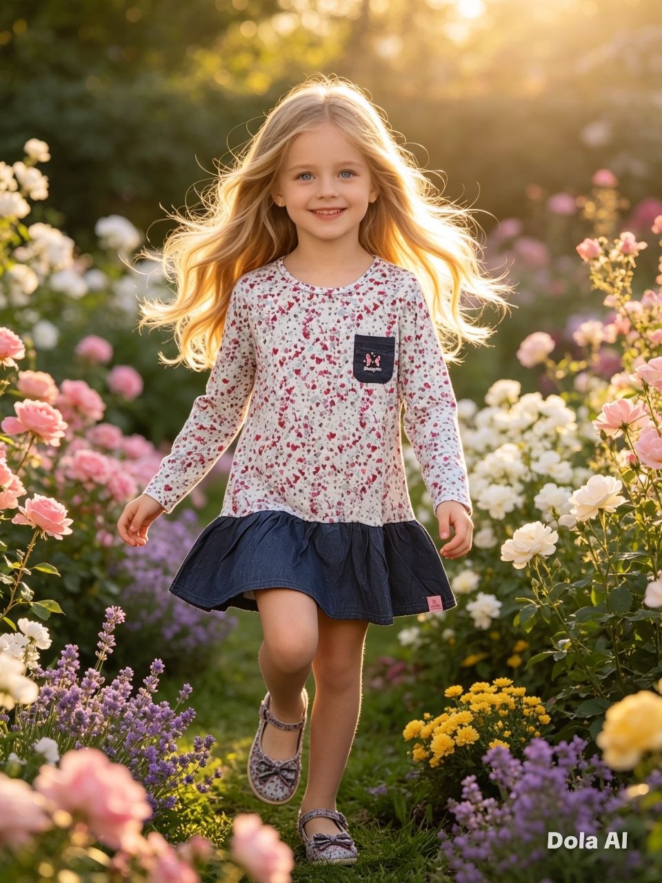 Petite Pocket Ditsy Long-Sleeve Dress