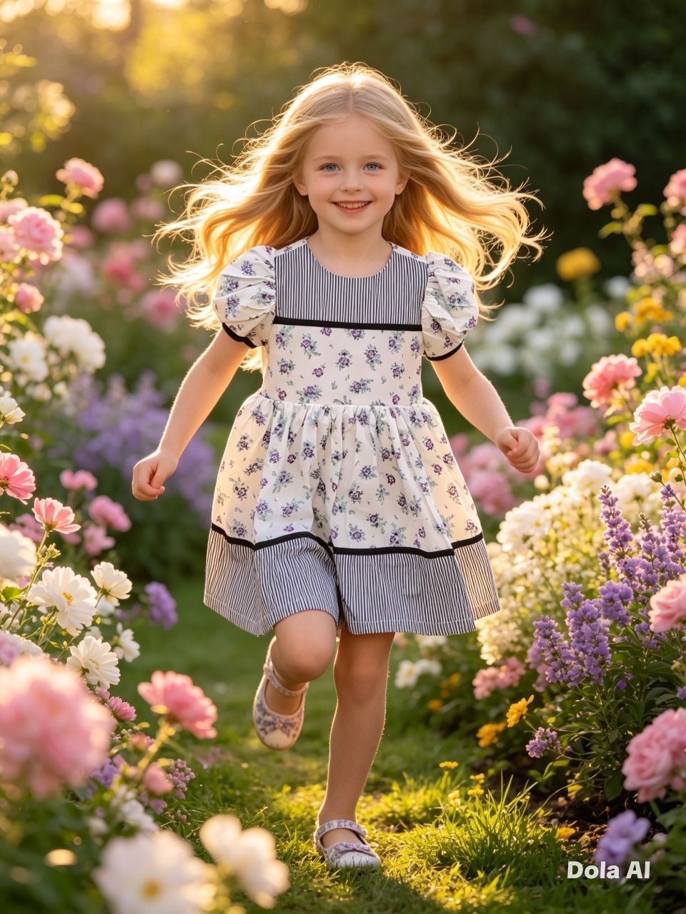 Sweetheart Rose Polka-Dot Border Dress