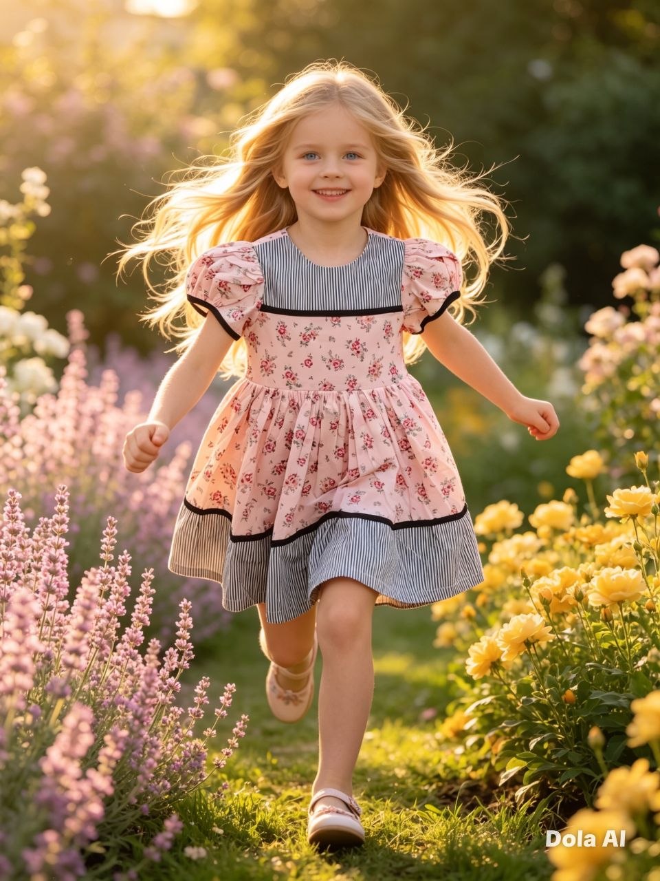 Sweetheart Rose Polka-Dot Border Dress