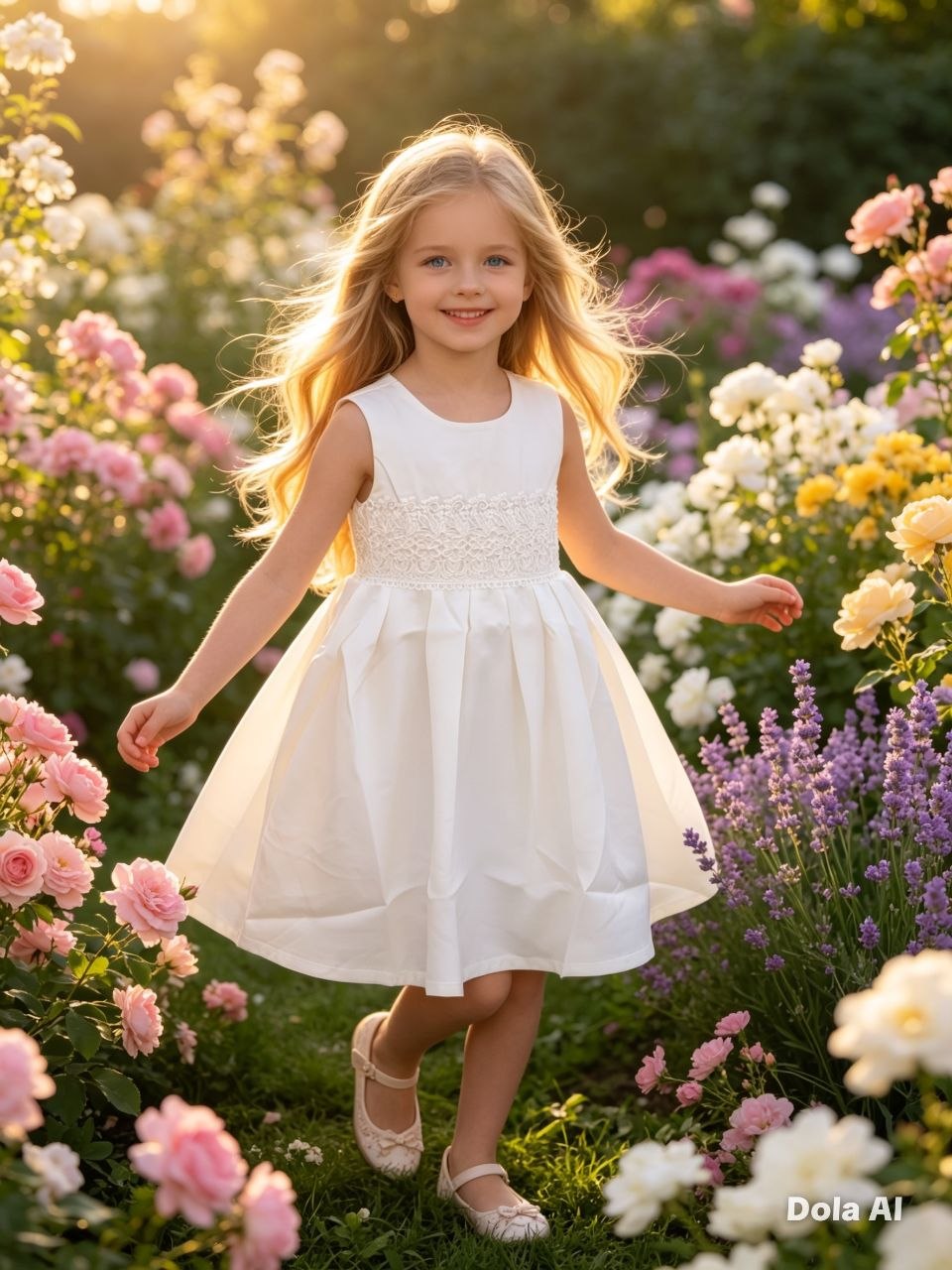 Clara Pure White Lace-Waist Dress