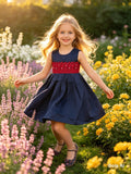 Penelope Navy & Crimson Contrast Dress