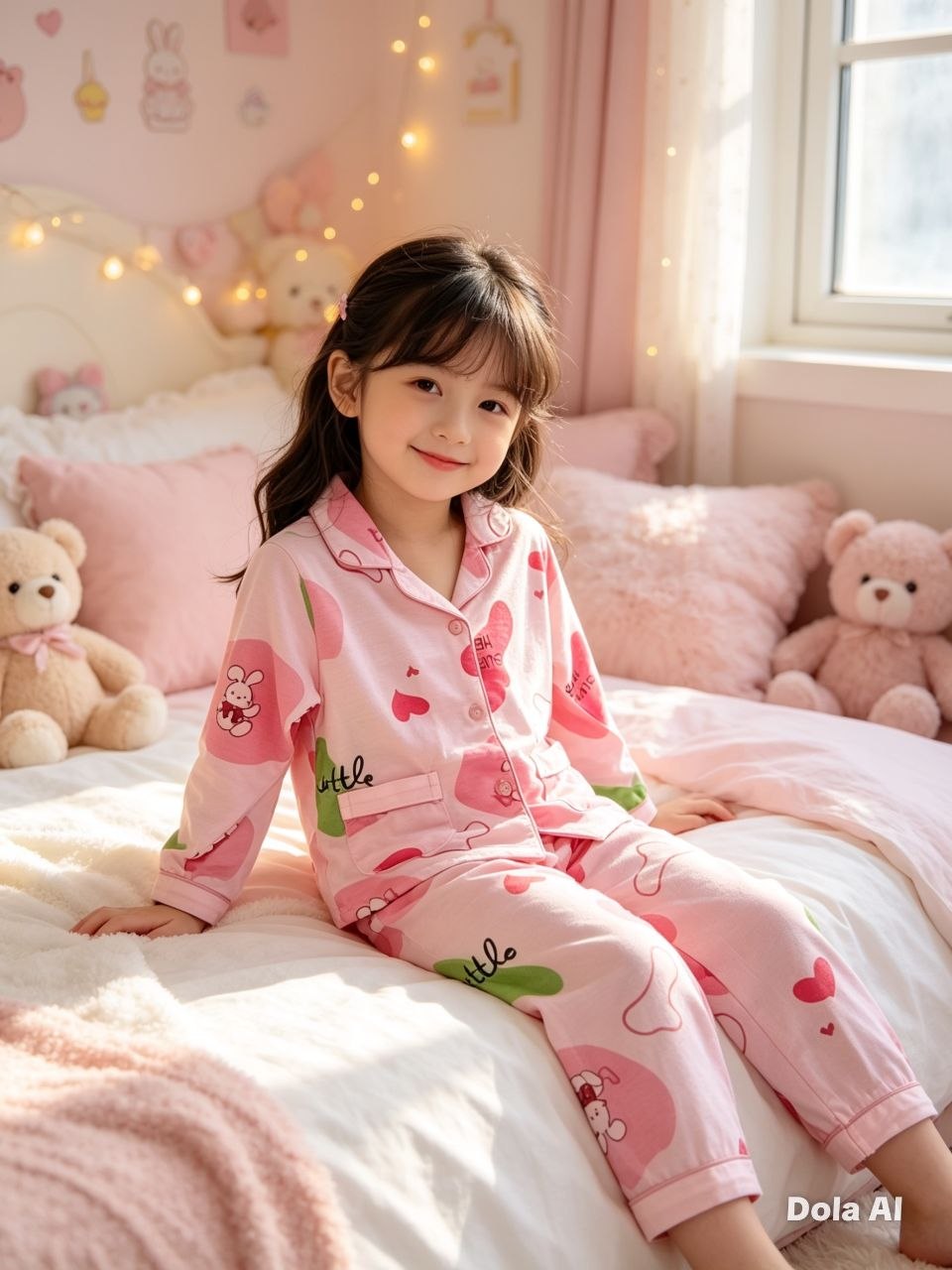 Playful Bubblegum Bunny Pajama Set