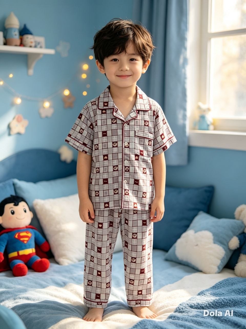 Tiny Bear Gingham Check Pajamas