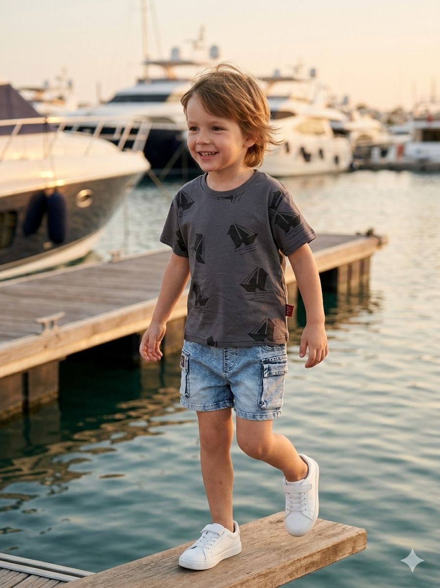Regatta Sailboat Tee & Denim Shorts Set