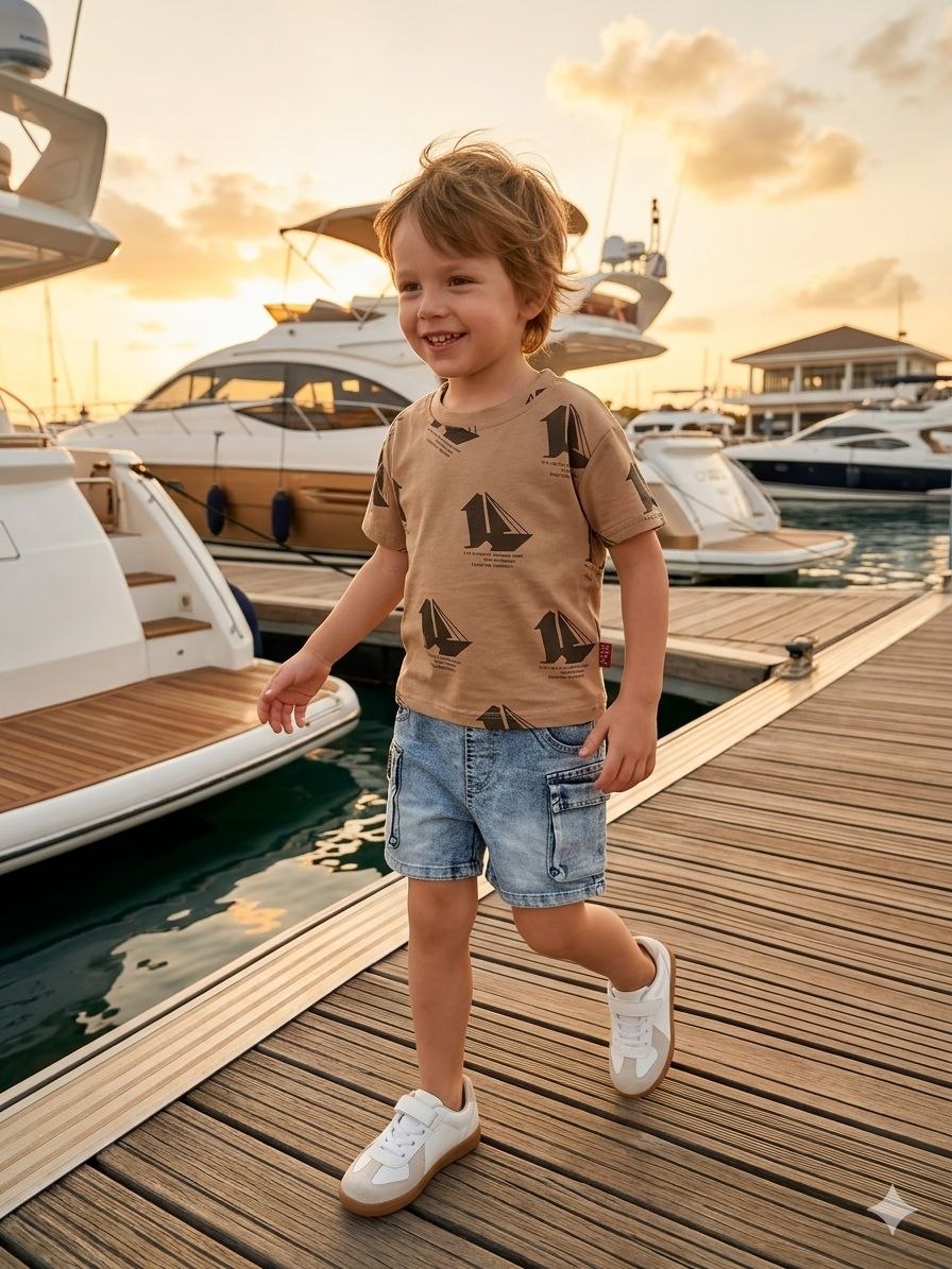 Regatta Sailboat Tee & Denim Shorts Set