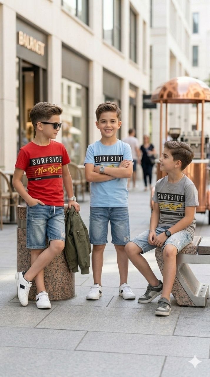 Surfside Boulevard Tee & Denim Shorts Set