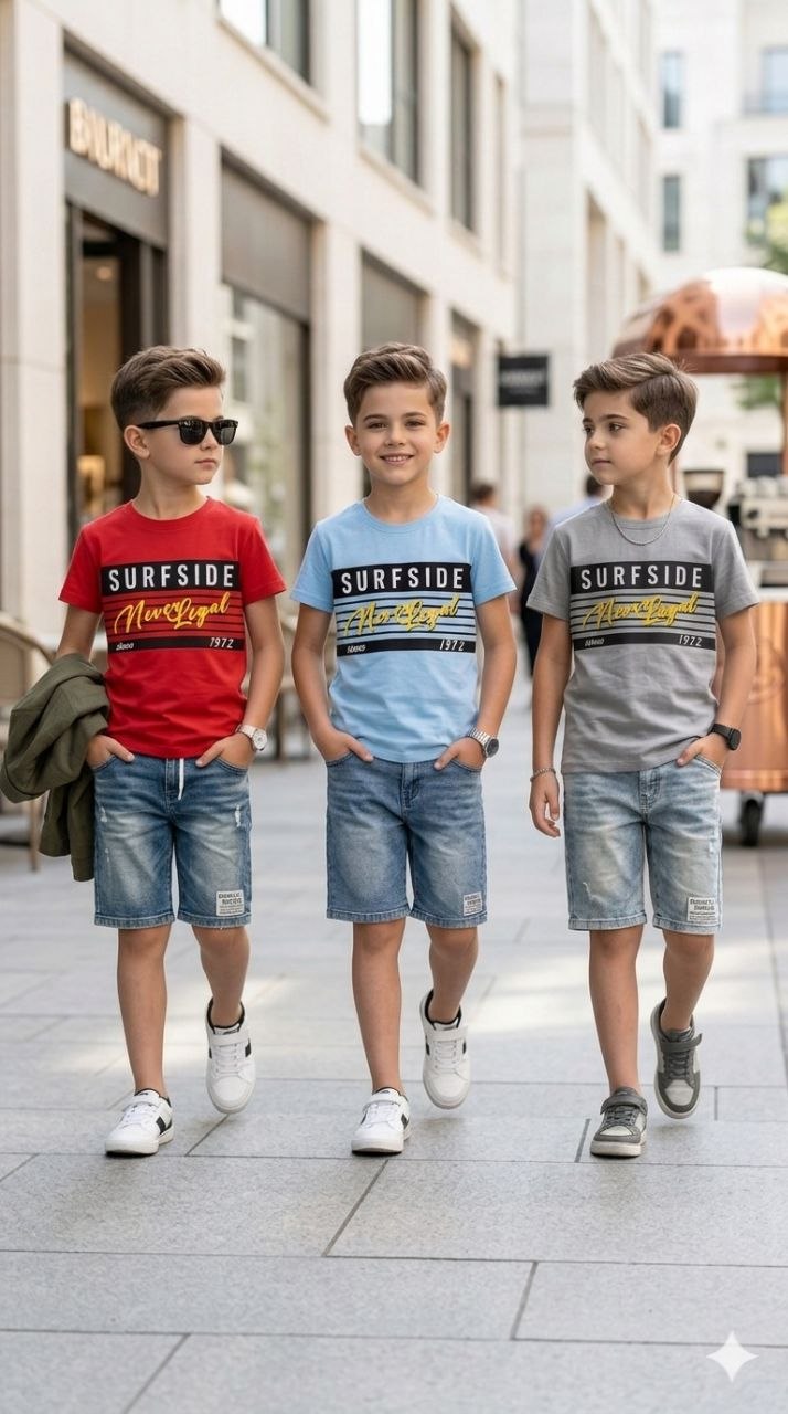 Surfside Boulevard Tee & Denim Shorts Set