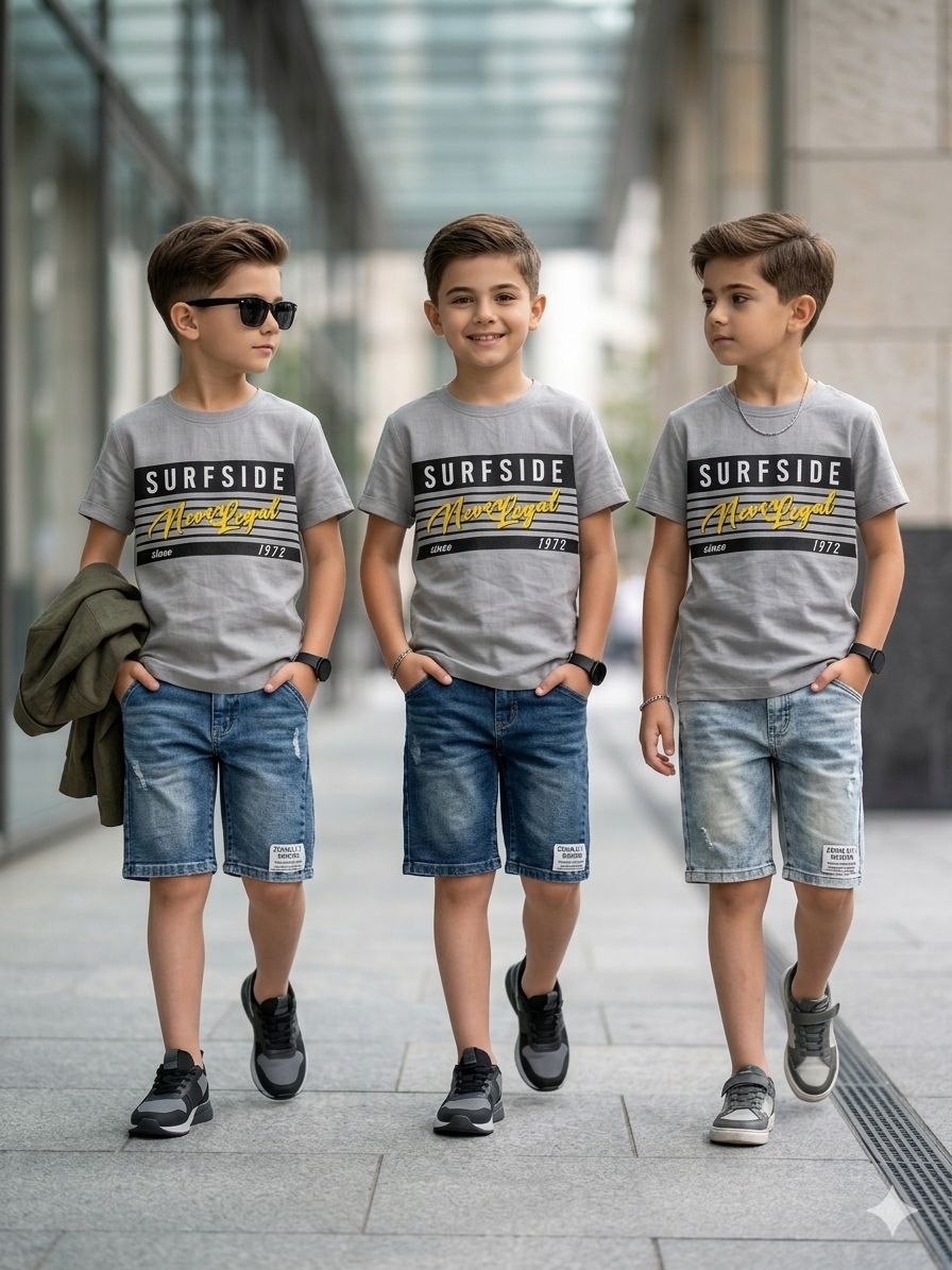 Surfside Boulevard Tee & Denim Shorts Set