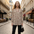 Parisian Orchard V-Neck Blouse