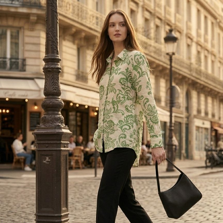 Olive Damask Heritage Button-Down