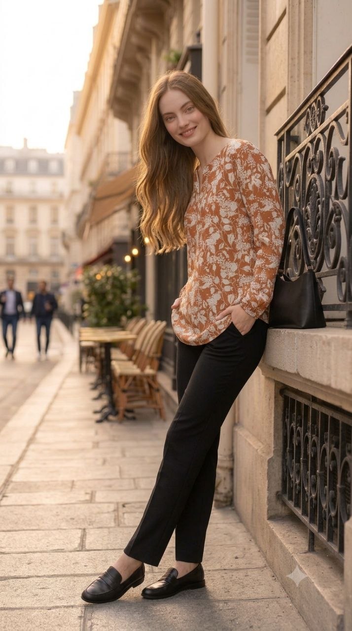 Terracotta Jasmine Split-Neck Tunic