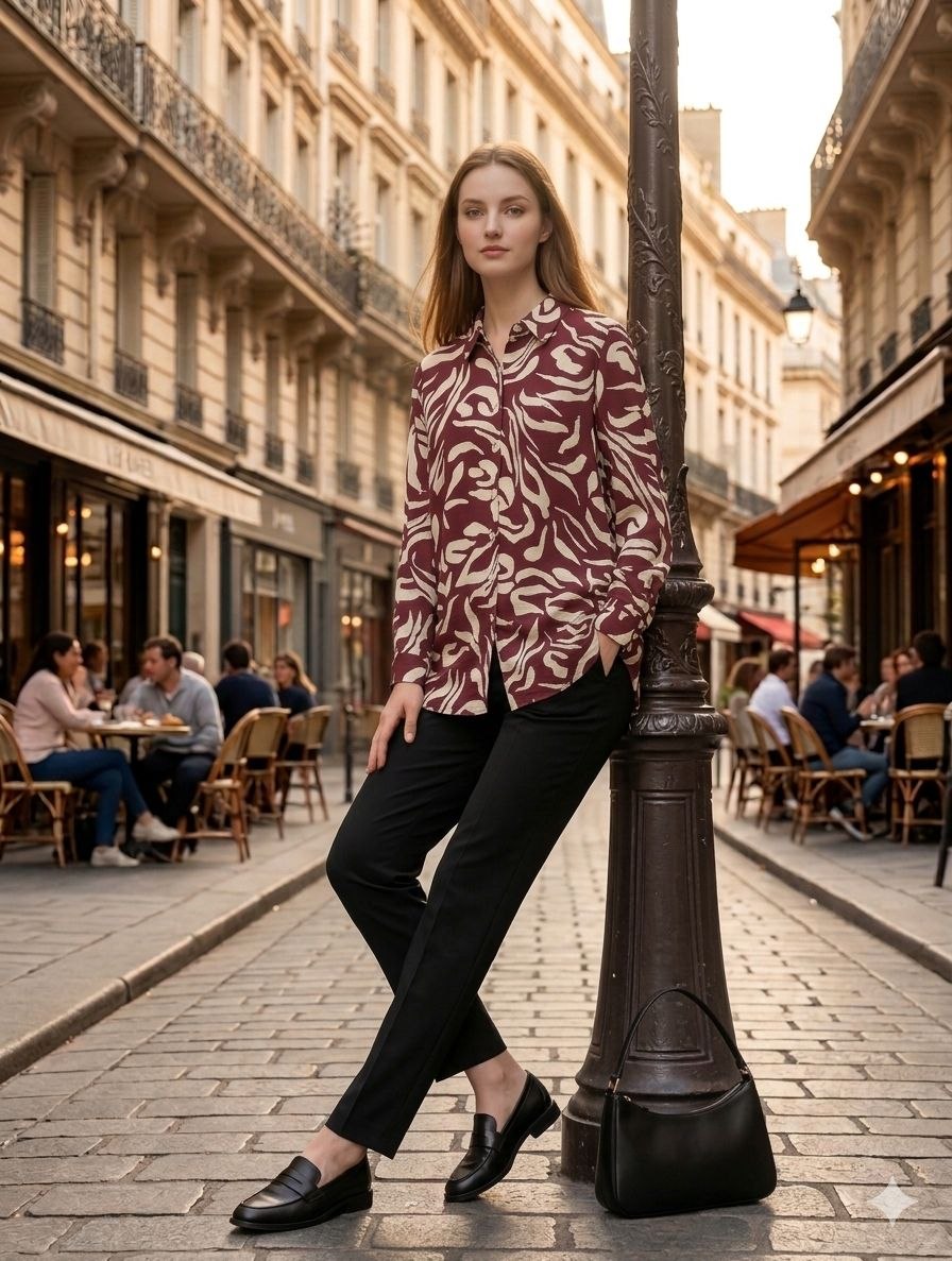 Crimson Silhouette Abstract Shirt