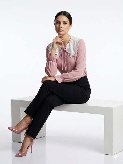 Audrey Vintage Lace Collar Blouse