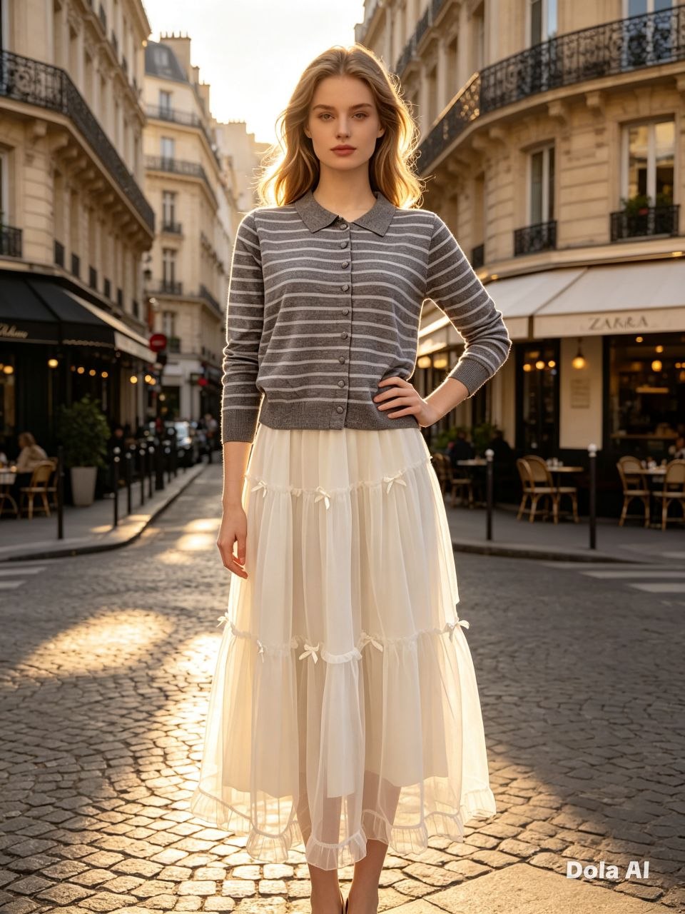 Colette Striped Cardigan & Tulle Skirt Set