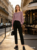 Mauve Elegance Button-Accent Top