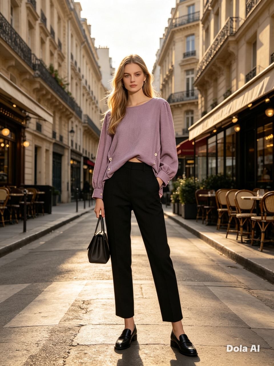 Mauve Elegance Button-Accent Top
