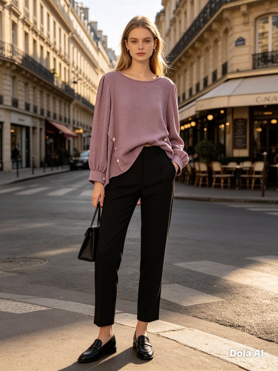 Mauve Elegance Button-Accent Top