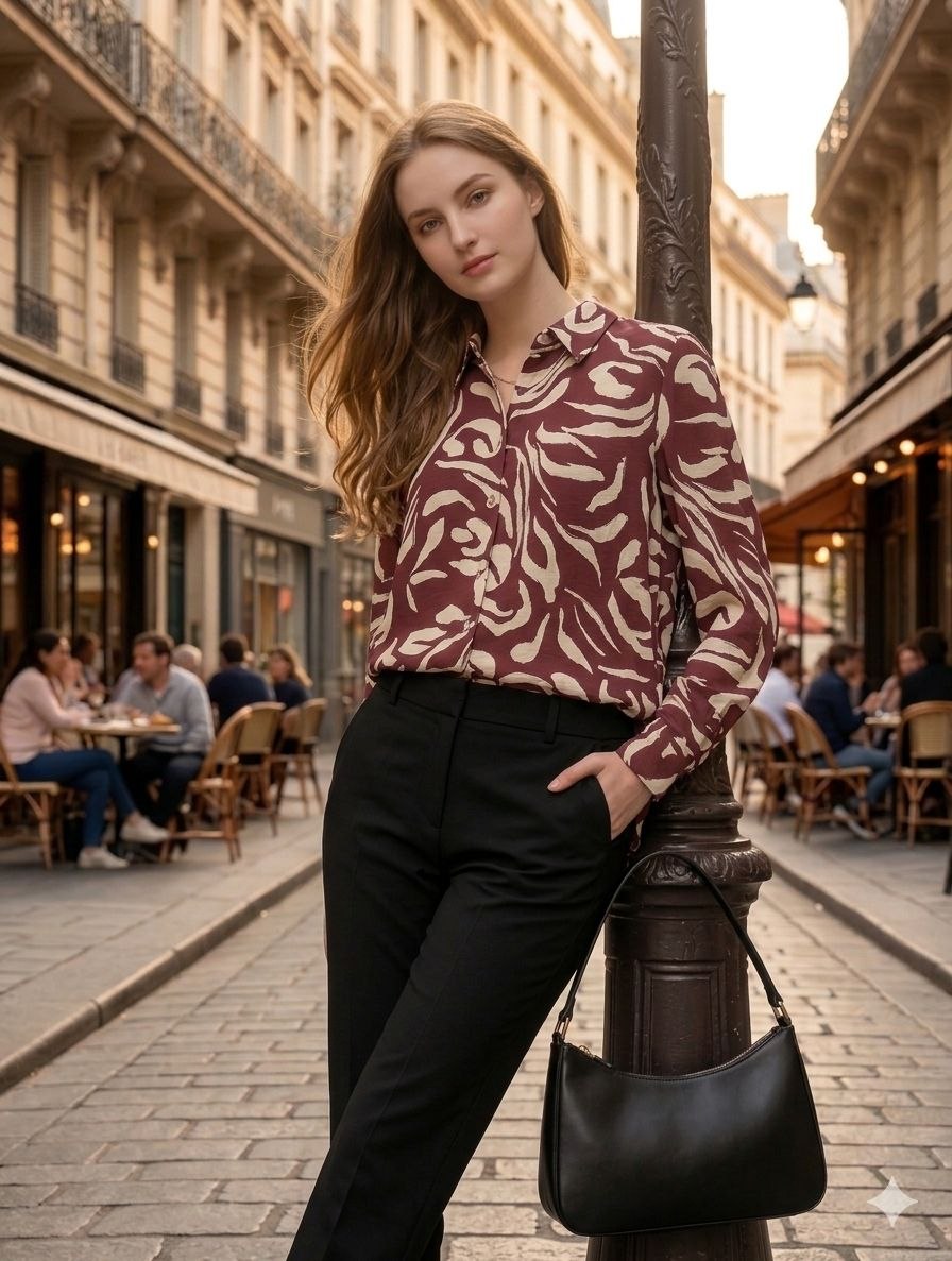 Crimson Silhouette Abstract Shirt