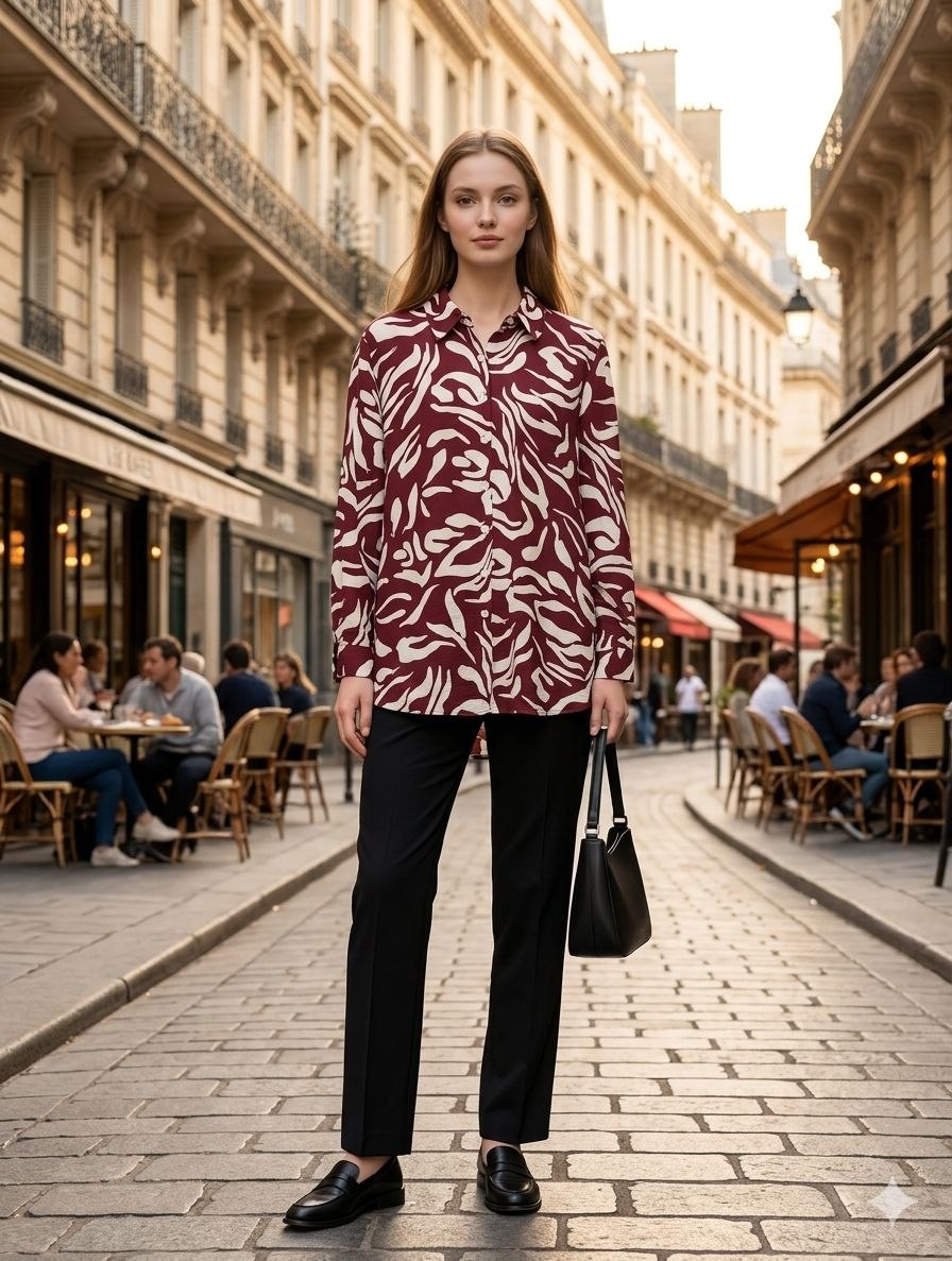 Crimson Silhouette Abstract Shirt