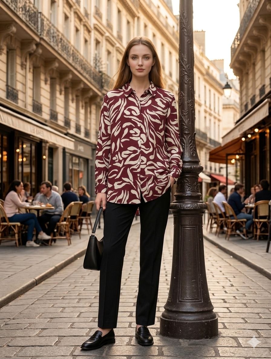 Crimson Silhouette Abstract Shirt