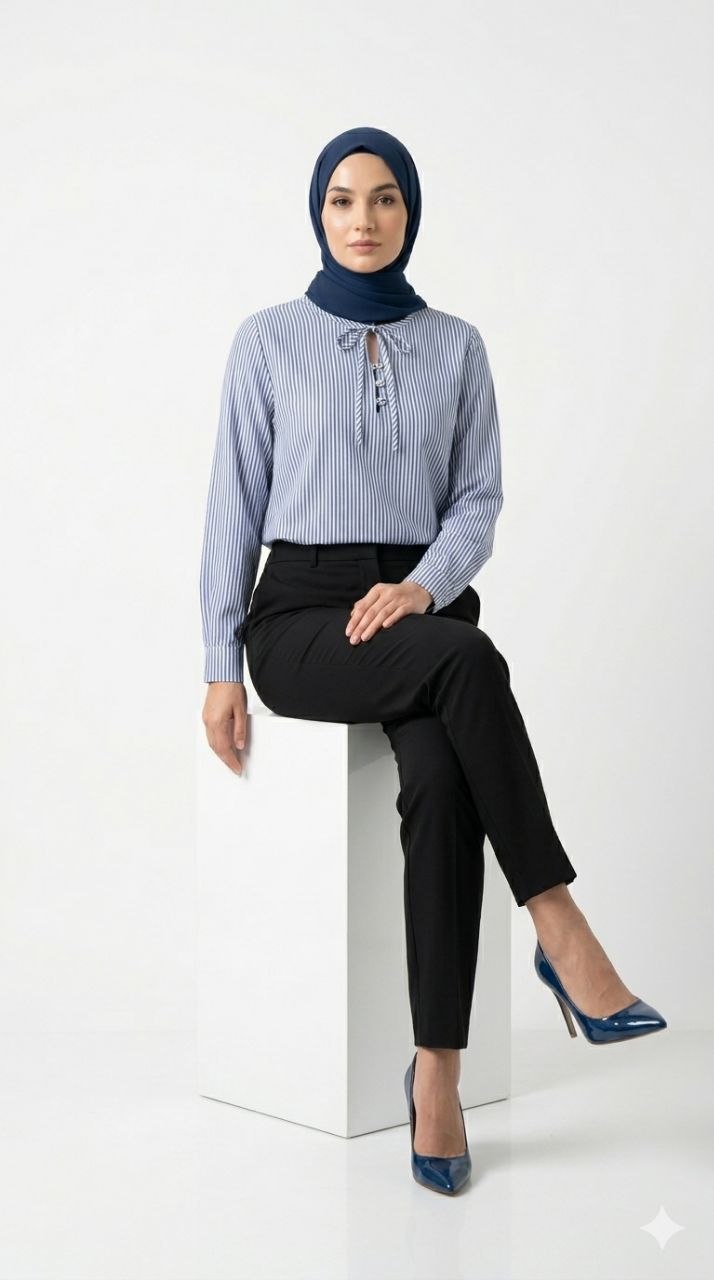 Aria Pinstripe Lace-Up Blouse