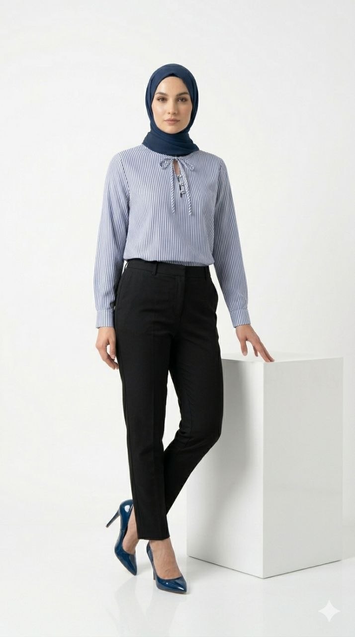 Aria Pinstripe Lace-Up Blouse