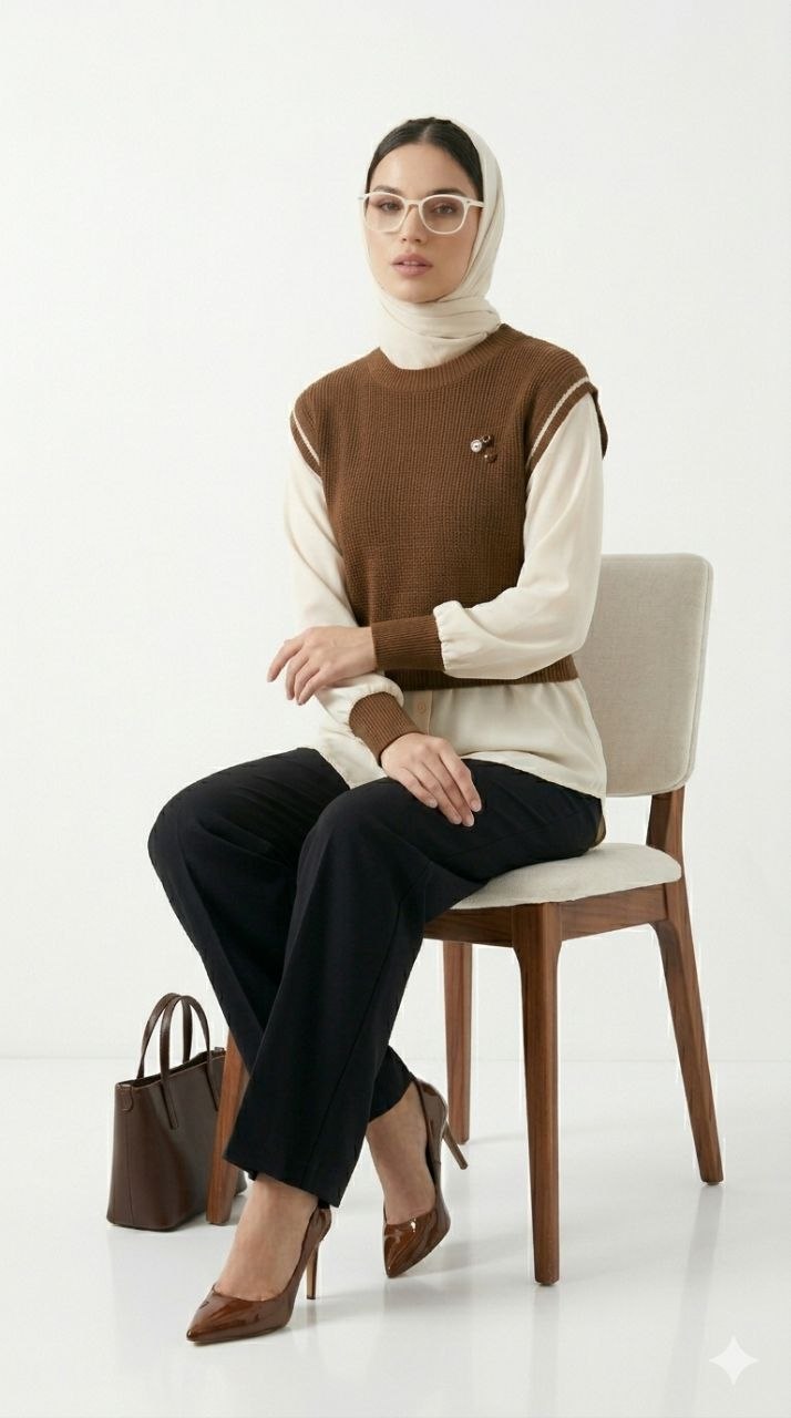 Eleanor Knit Vest Mock-Twin Set