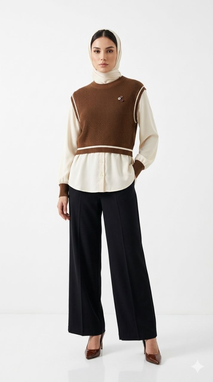Eleanor Knit Vest Mock-Twin Set