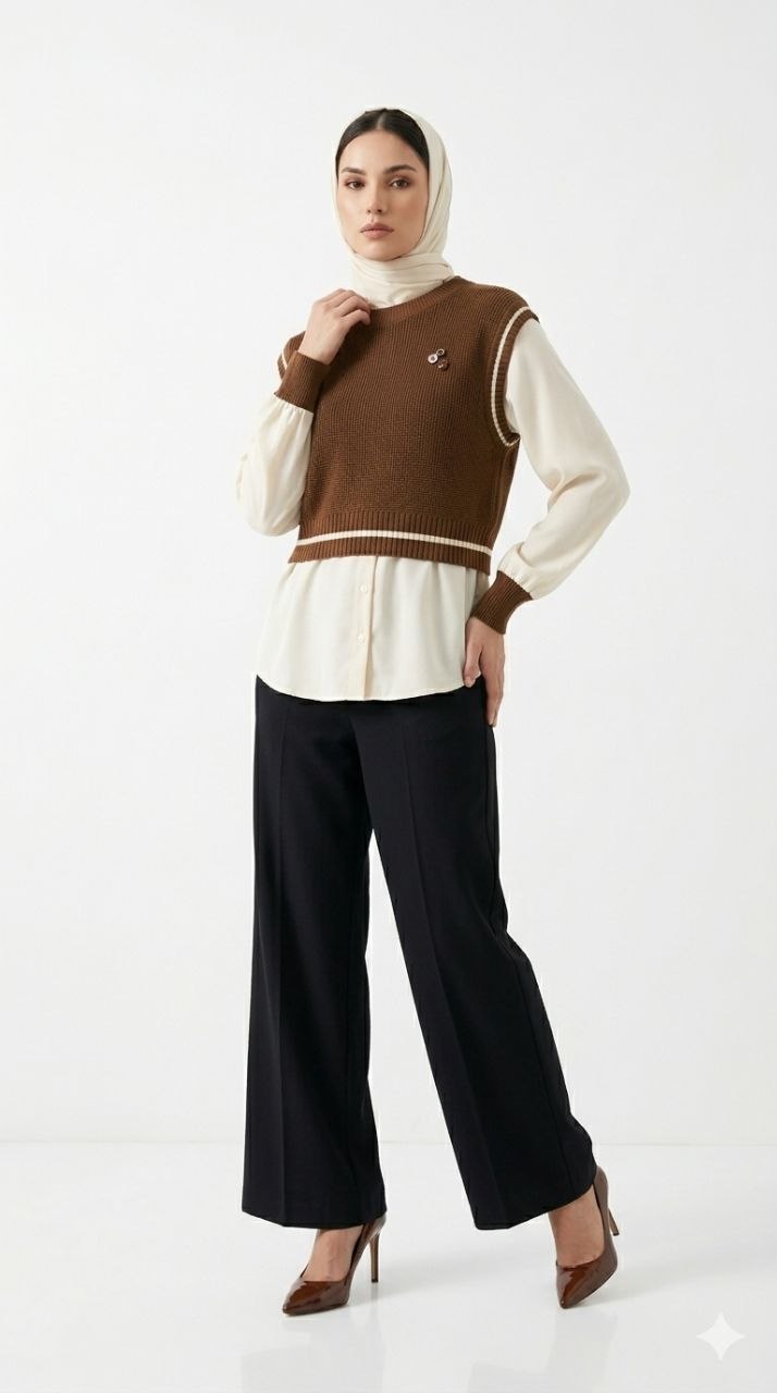 Eleanor Knit Vest Mock-Twin Set