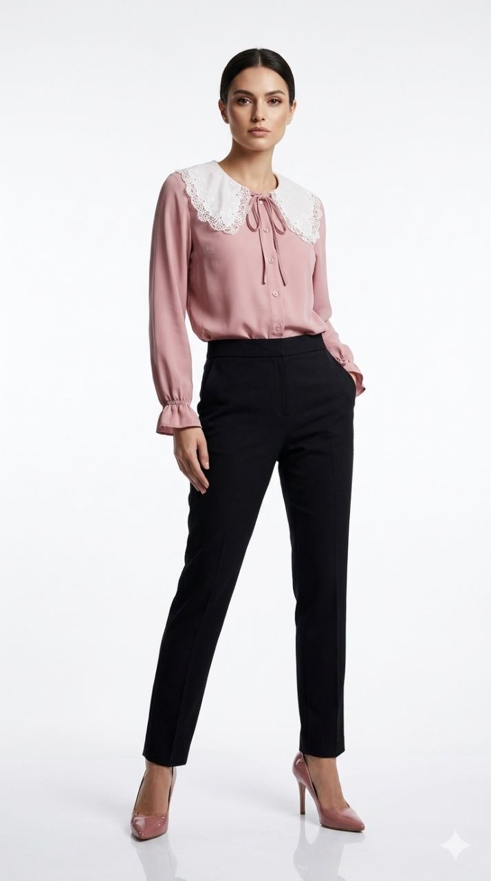 Audrey Vintage Lace Collar Blouse
