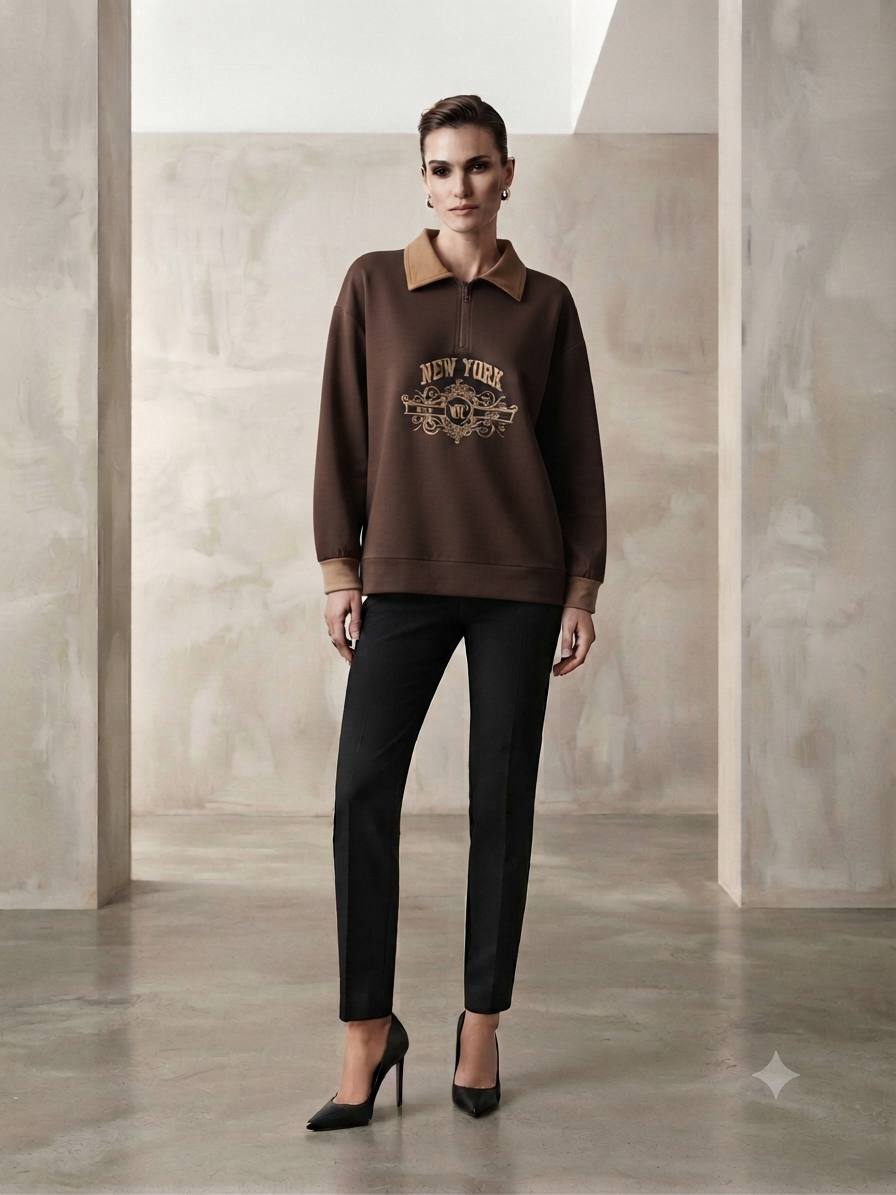 Women's New York Graphic Half-Zip Collared Sweatshirt