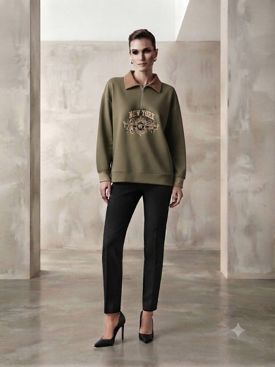 Women's New York Graphic Half-Zip Collared Sweatshirt