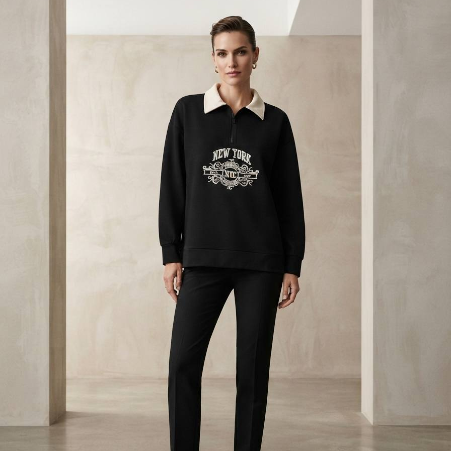 Women's New York Graphic Half-Zip Collared Sweatshirt
